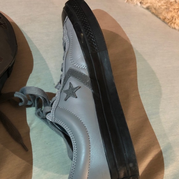 Gray and Black Converse Star Player 76 Leather Sneakers - Picture 12 of 16